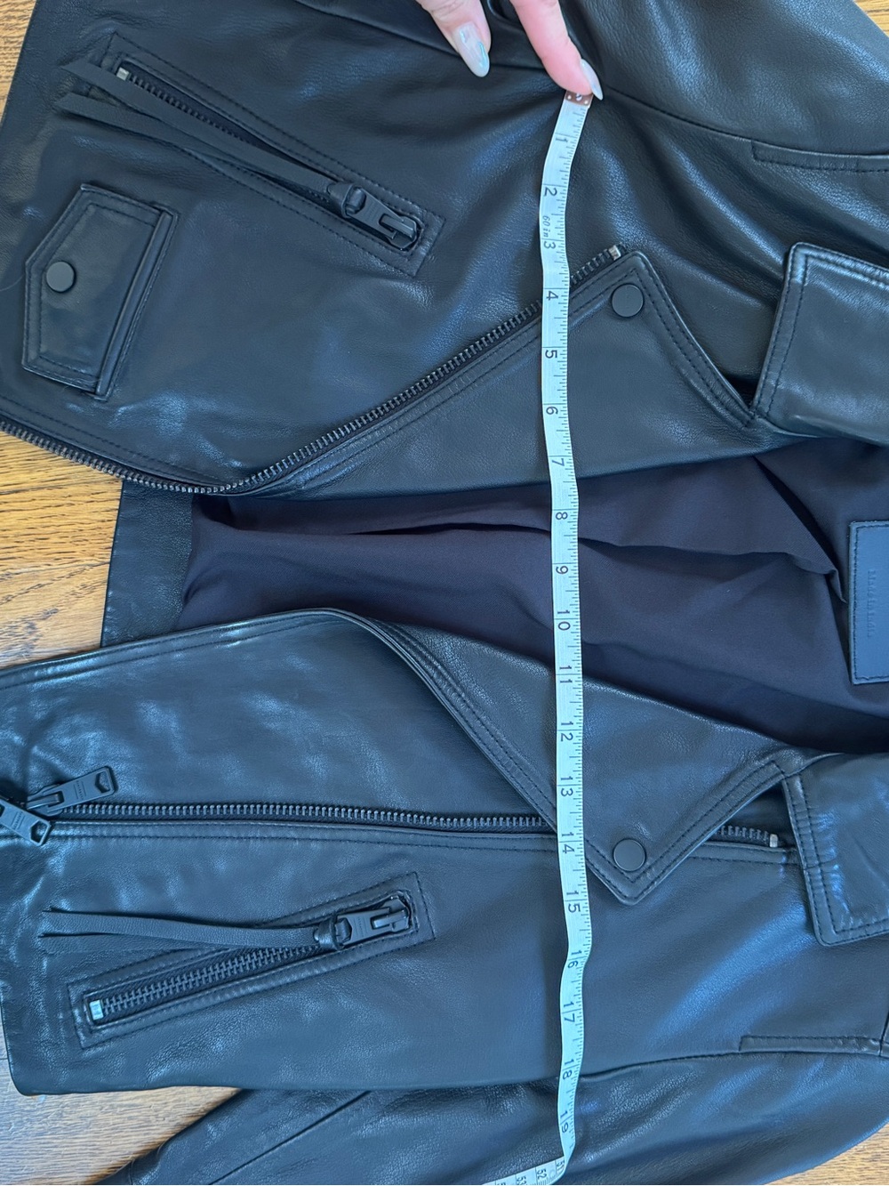 All Saints Elora Black Cropped Leather Jacket - Picture 4 of 7